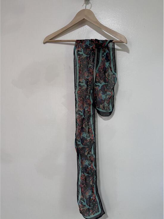 Accessories - Teal & Navy Hair Scarf 6" x 54"